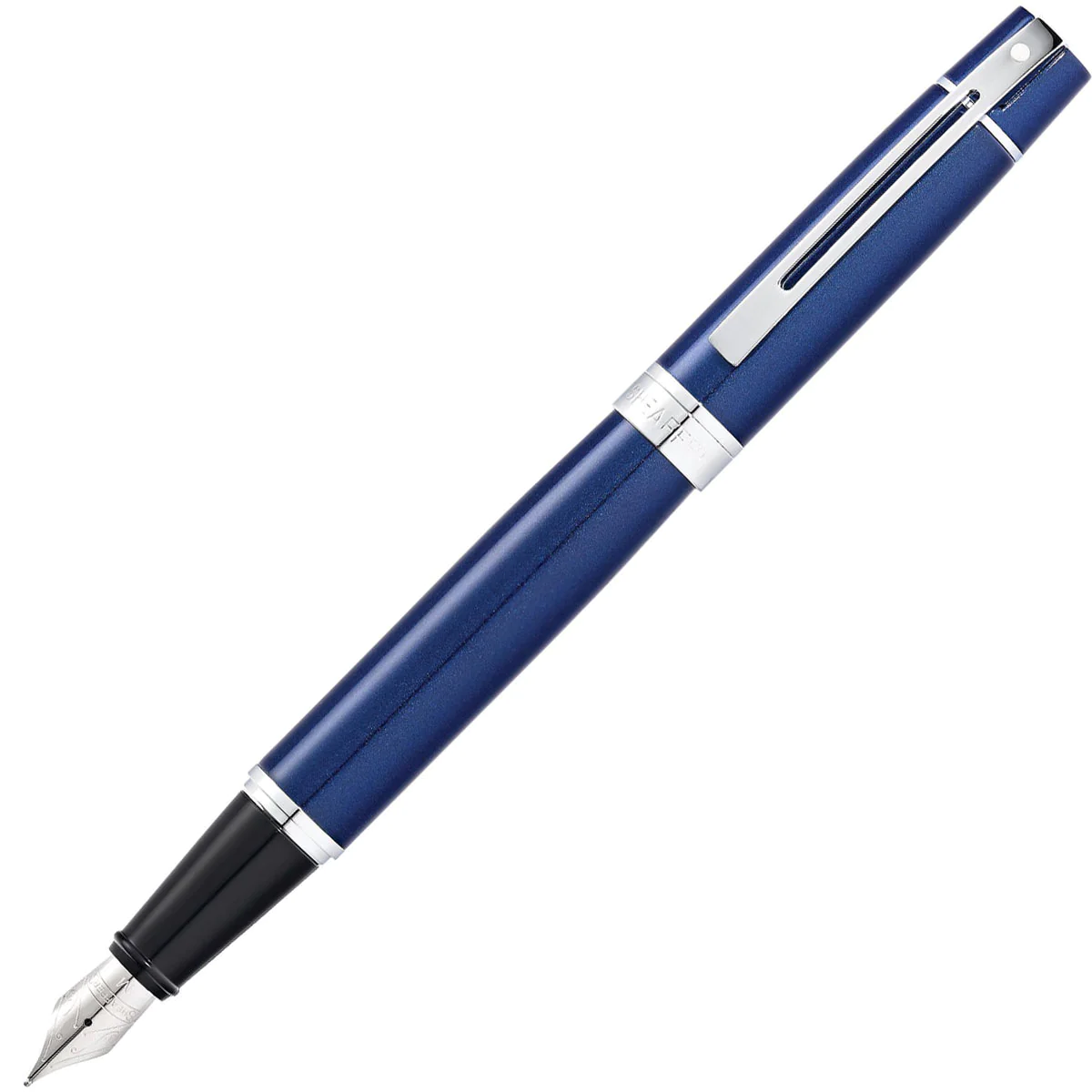 Sheaffer 300 Glossy Blue Chrome Trim Fountain Pen 3 Sheaffer 300 Glossy Blue Chrome Trim Fountain Pen