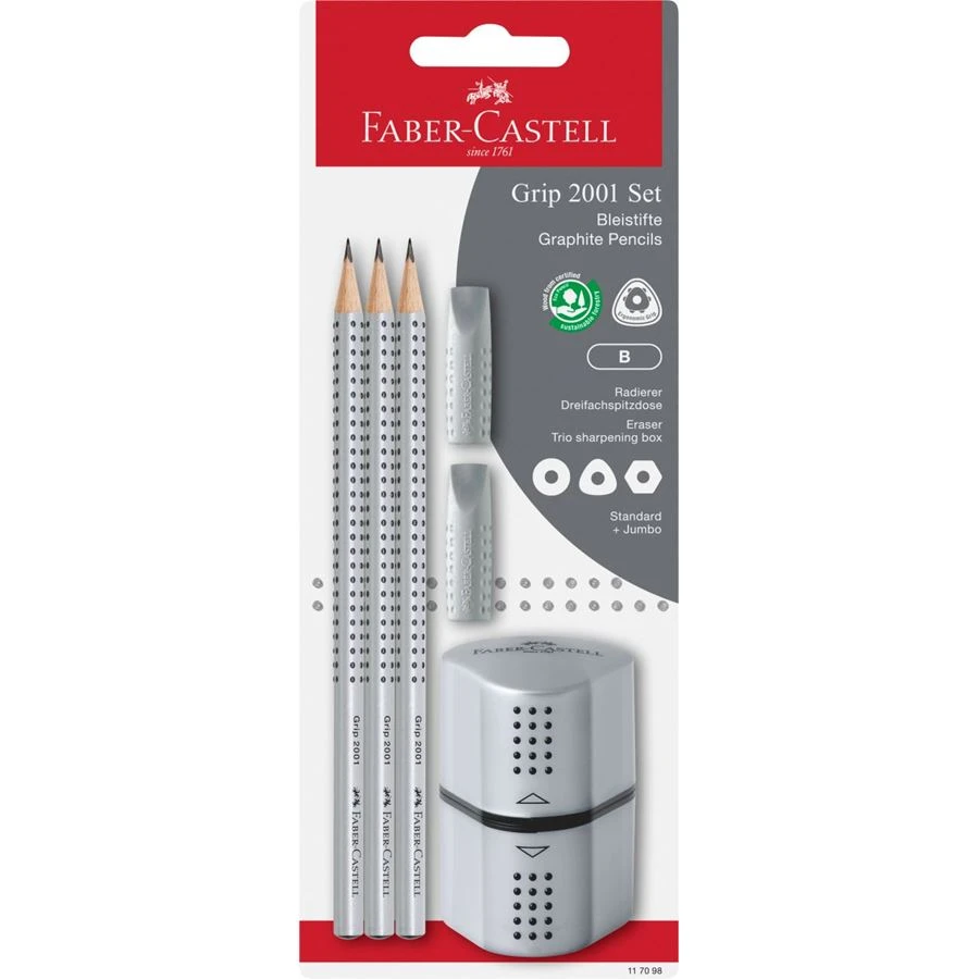 Faber-Castell Grip Silver Set 3 Faber-Castell Grip Silver Set