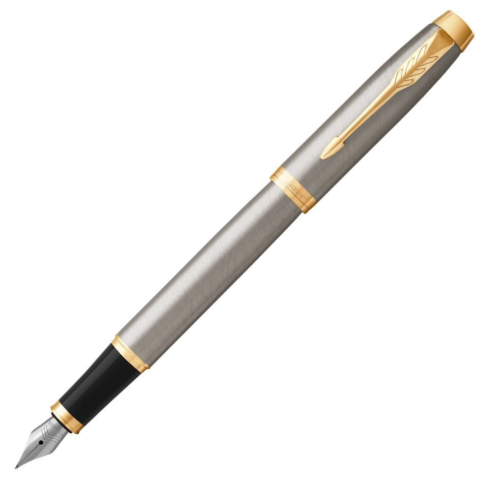 Parker IM Brushed Metal Gold Trim Fountain Pen 3 Parker IM Brushed Metal Gold Trim Fountain Pen