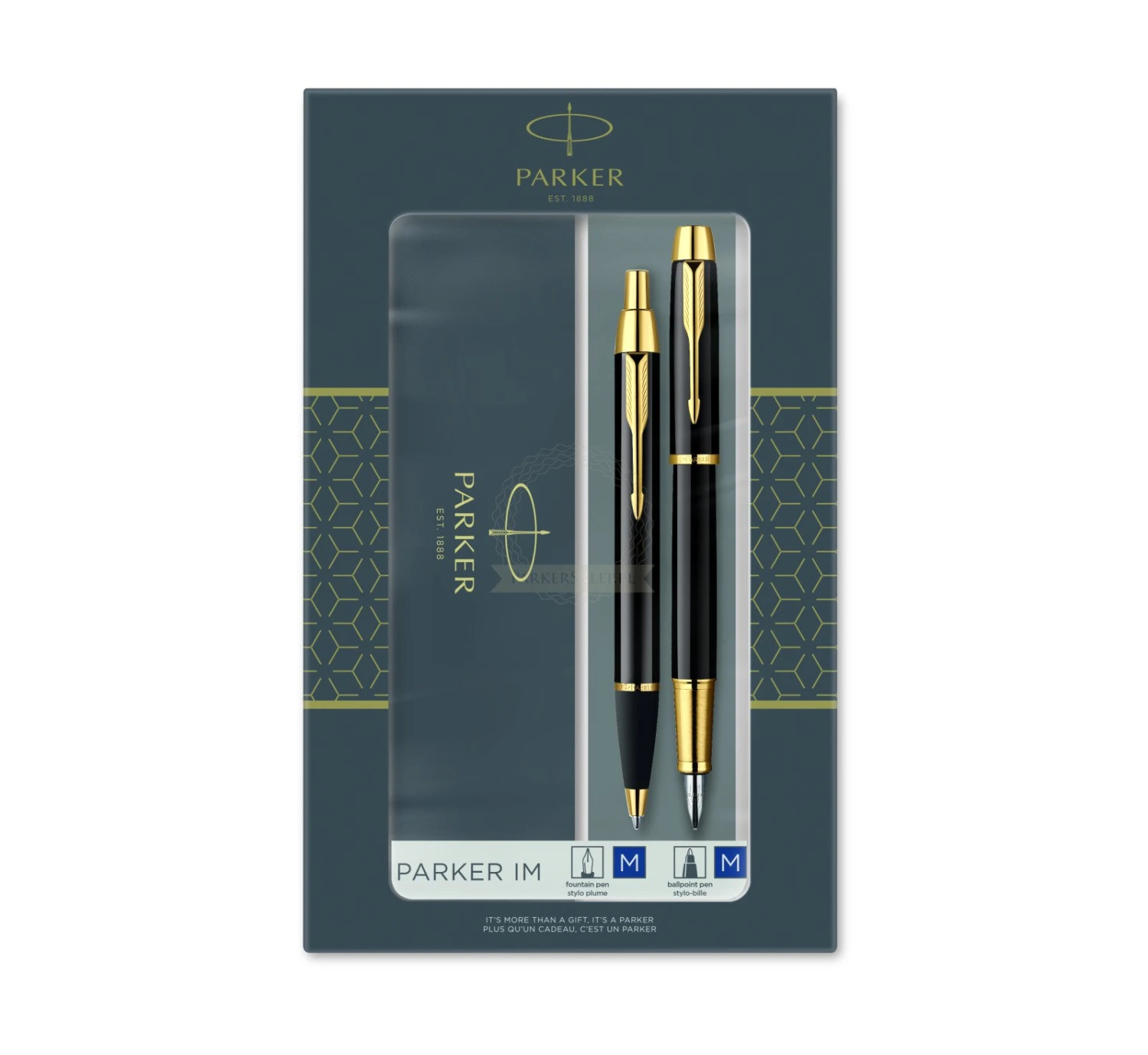 Parker® Parker IM Black Gold Trim Ballpoint & Fountain Pen Set 3 Parker® Parker IM Black Gold Trim Ballpoint & Fountain Pen Set