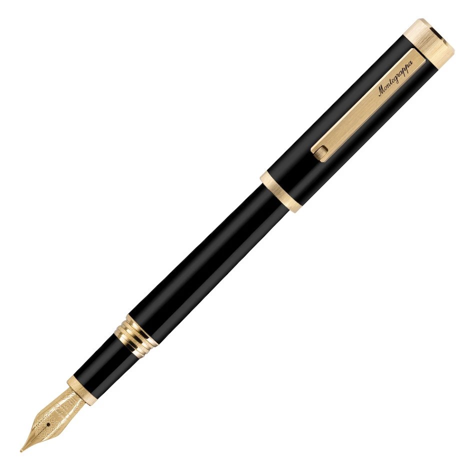 Montegrappa Quattro Black Gold Trim 18K Nib Fountain Pen 3 Montegrappa Quattro Black Gold Trim 18K Nib Fountain Pen
