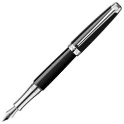 Caran D’Ache Leman Ebony Black Silver Trim Fountain Pen MEDIUM