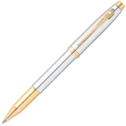 Sheaffer 100 Bright Chrome With Gold Trim Rollerball
