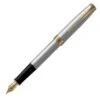 Parker Sonnet Stainless Steel Gold Trim Fountain Pen -The Write Shop pa1125765med parker sonnet stainless steel gold trim fountain pen