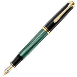 Pelikan Souveraen M600 Black And Green Gold Trim Fountain Pen